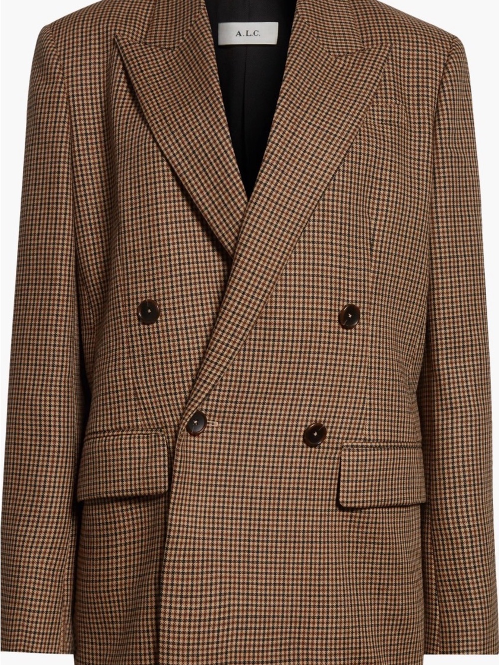 A.L.C. Men's Brown Houndstooth Double-Breasted Blazer